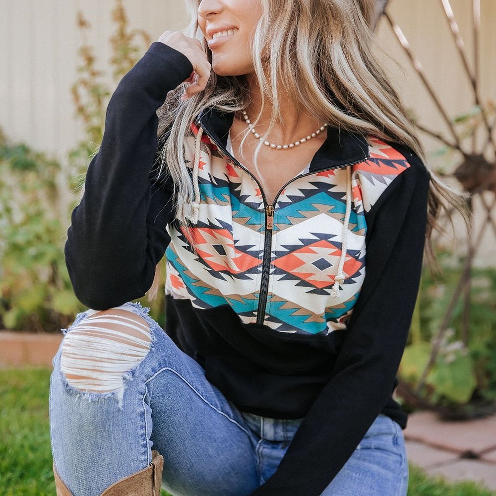 Ampersand Ave Let's Be Happy Half Zip Hoodie